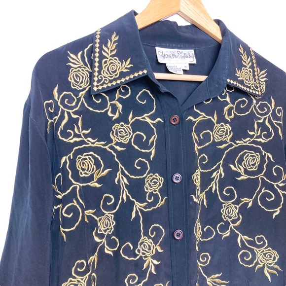 Diane Von Furstenberg Black Silk Button Down Blouse - Picture 2 of 4